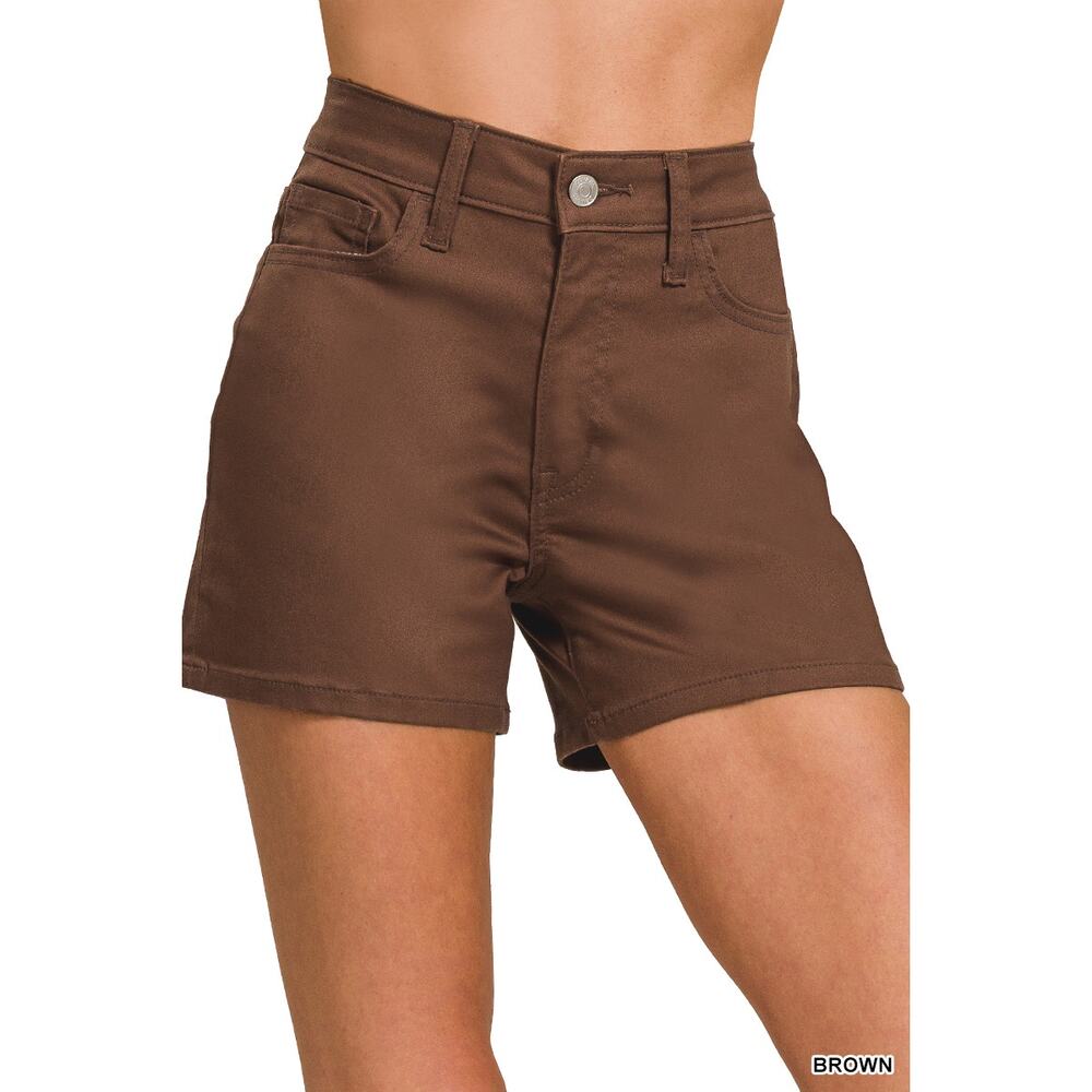 ZENANA - HIGH RISE COLOR JEAN SHORTS - Small